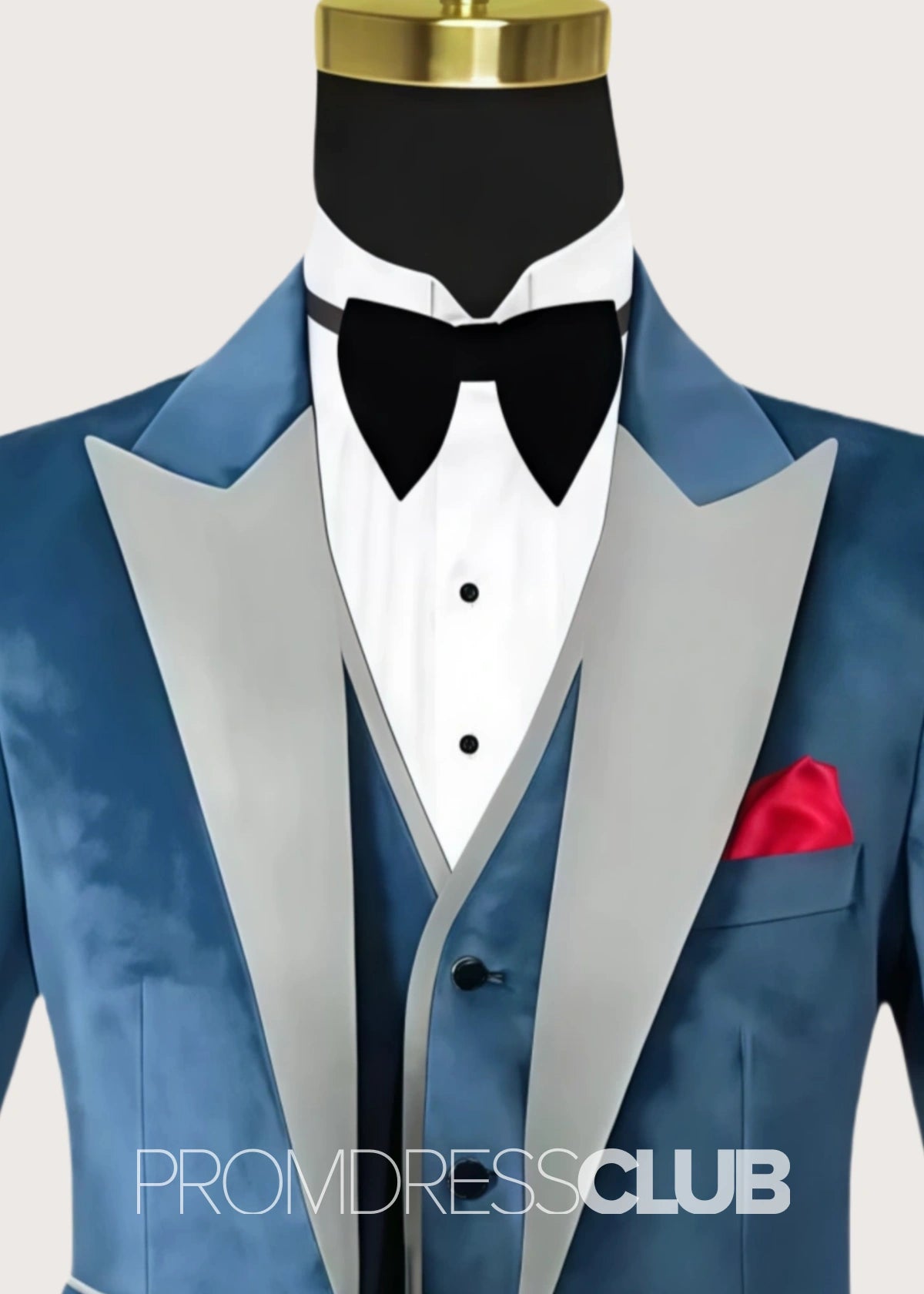 Anthony |Blue Prom Suits For Men With Single Breasted Peaked Lapel Velvet | Three Pieces Bespoke Wedding Groom Suits - Price #price_variant_lowest# - 34 - PromDressClub