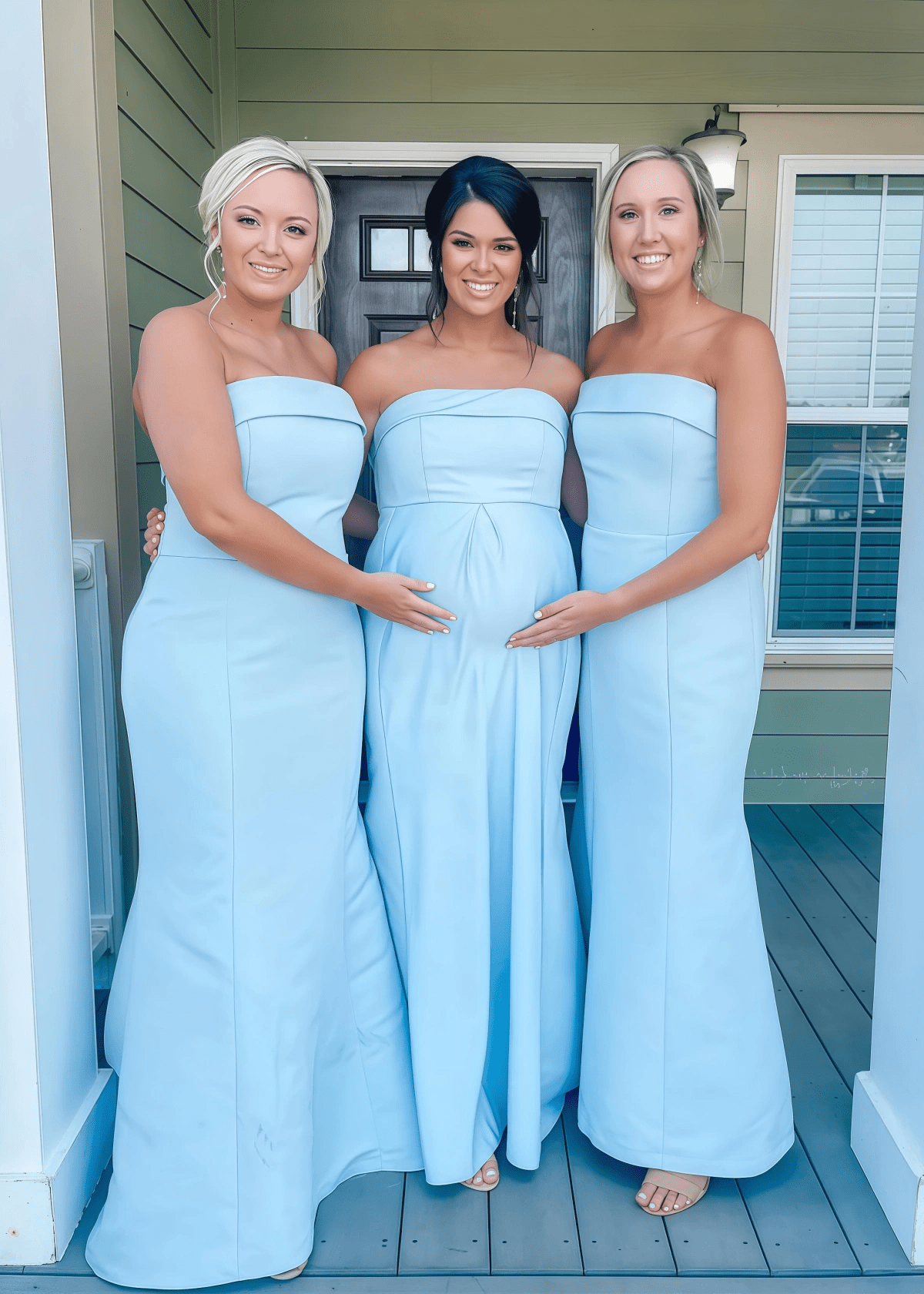 Antonia | Sheath Stretch Strapless Aqua Blue Satin Maxi Bridesmaid Dress with Fold - Price #price_variant_lowest# - Aqua - PromDressClub