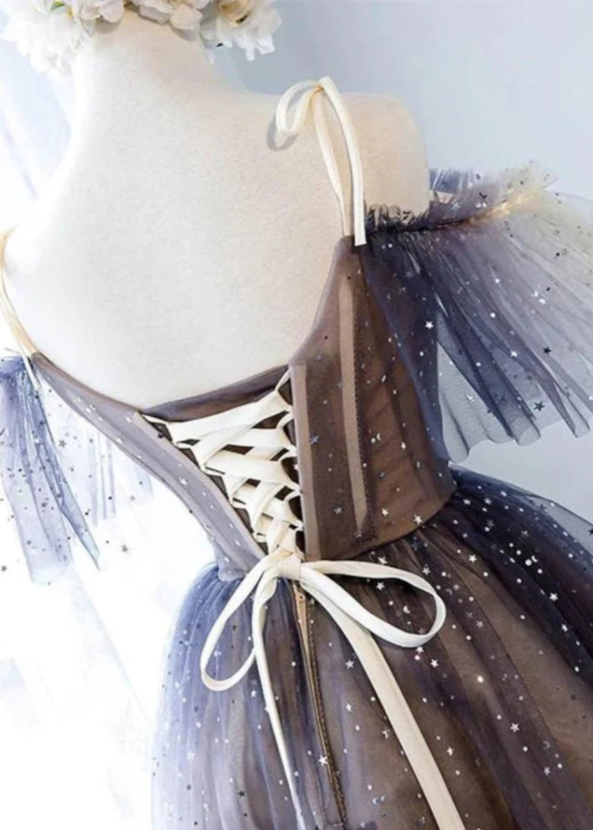 Arminelle | Dazzle at Homecoming in a Navy Blue & Lavender Gradient Dress - Black - PromDressClub