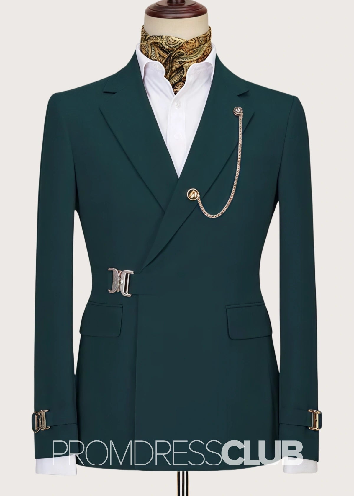 Asher |Fashion Dark Green Prom Suits For Men With Notched Lapel | Two Pieces Bespoke Men Suits - Price #price_variant_lowest# - 34 - PromDressClub