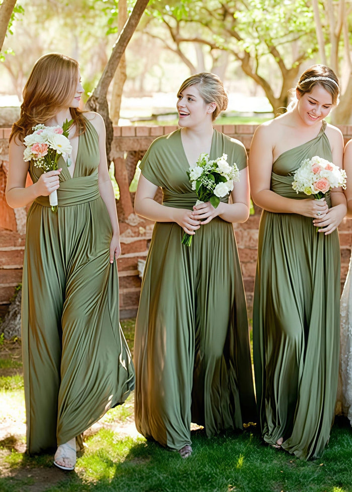 Bella | Chic Sash Sage Green Halter Chiffon Long Bridesmaid Dresses with Slit A Line - Price #price_variant_lowest# - Sage - PromDressClub