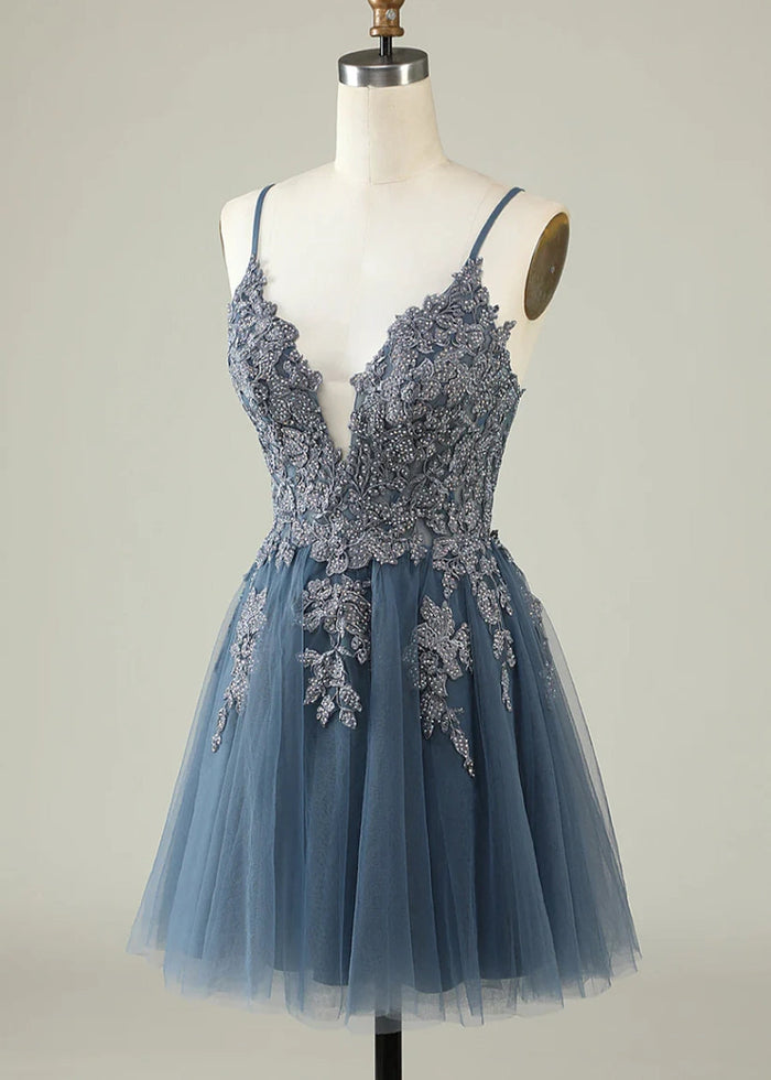 Bellona | Homecoming Dresses in Dusty Blue, Blush +3 Colors – Shop Now! - Dusty Blue - PromDressClub