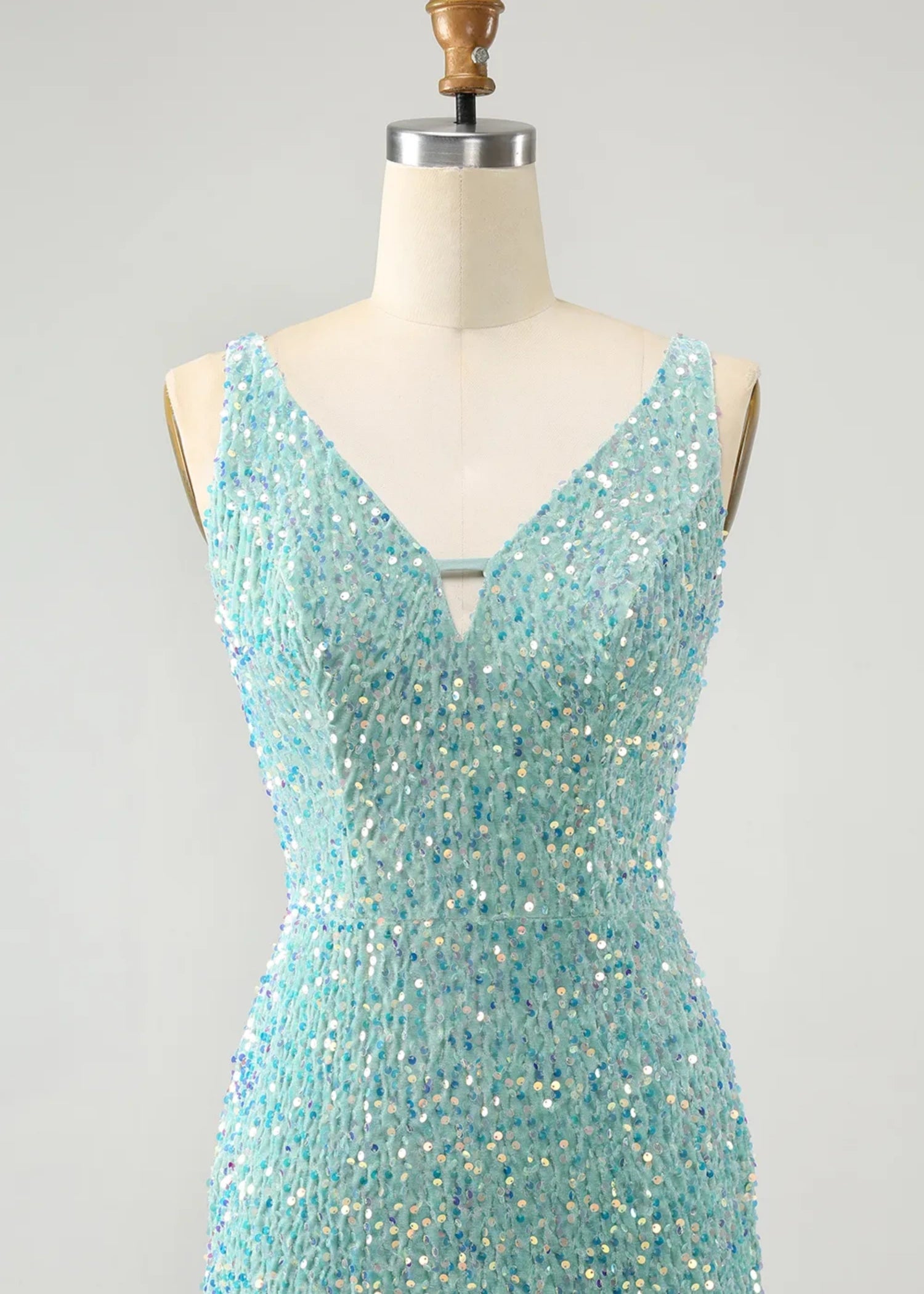 Beryl |Bodycon V - neck Sequins Short Dark Blue Homecoming Dress With Fringe - Sage - PromDressClub