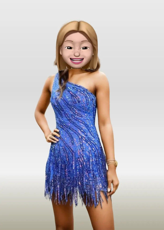 Nydia |Bodycon Open Back One Shoulder Corset Blue Sequin Short Homecoming Dress with Tassel - PromDressClub