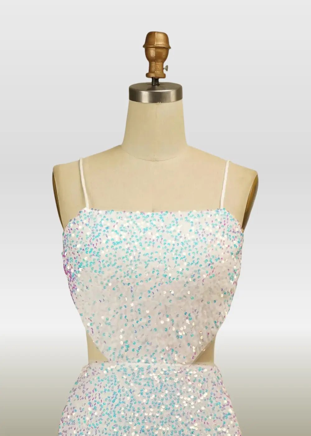 Marian |Bodycon White Square Backless Short/Mini Homecoming Dress with Sparkly Sequins - White - PromDressClub