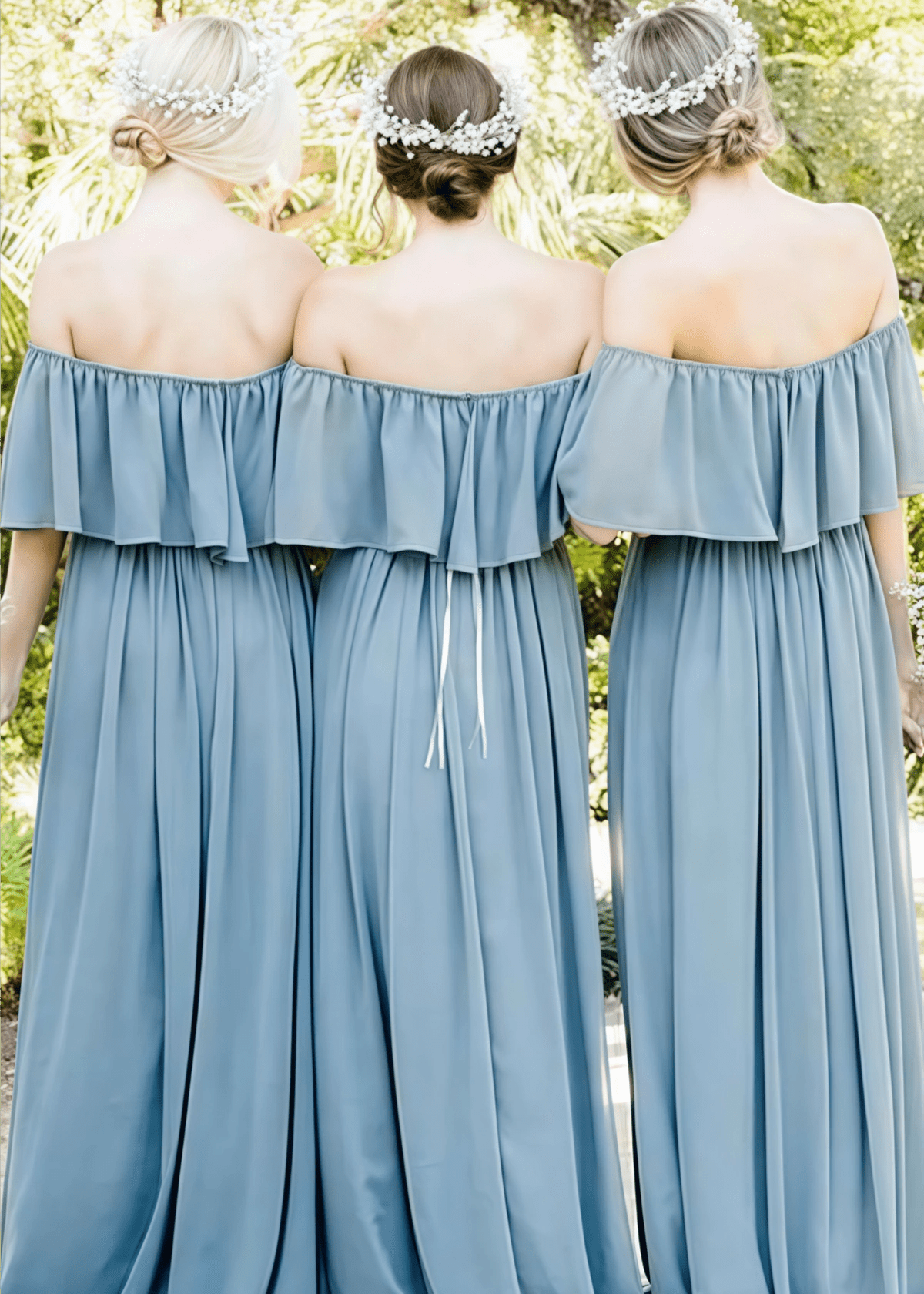 Bonnie | Simple Boho Strapless Dusty Blue Chiffon Maxi Bridesmaid Dress with Off the Shoulder - Price #price_variant_lowest# - Dusty Blue - PromDressClub