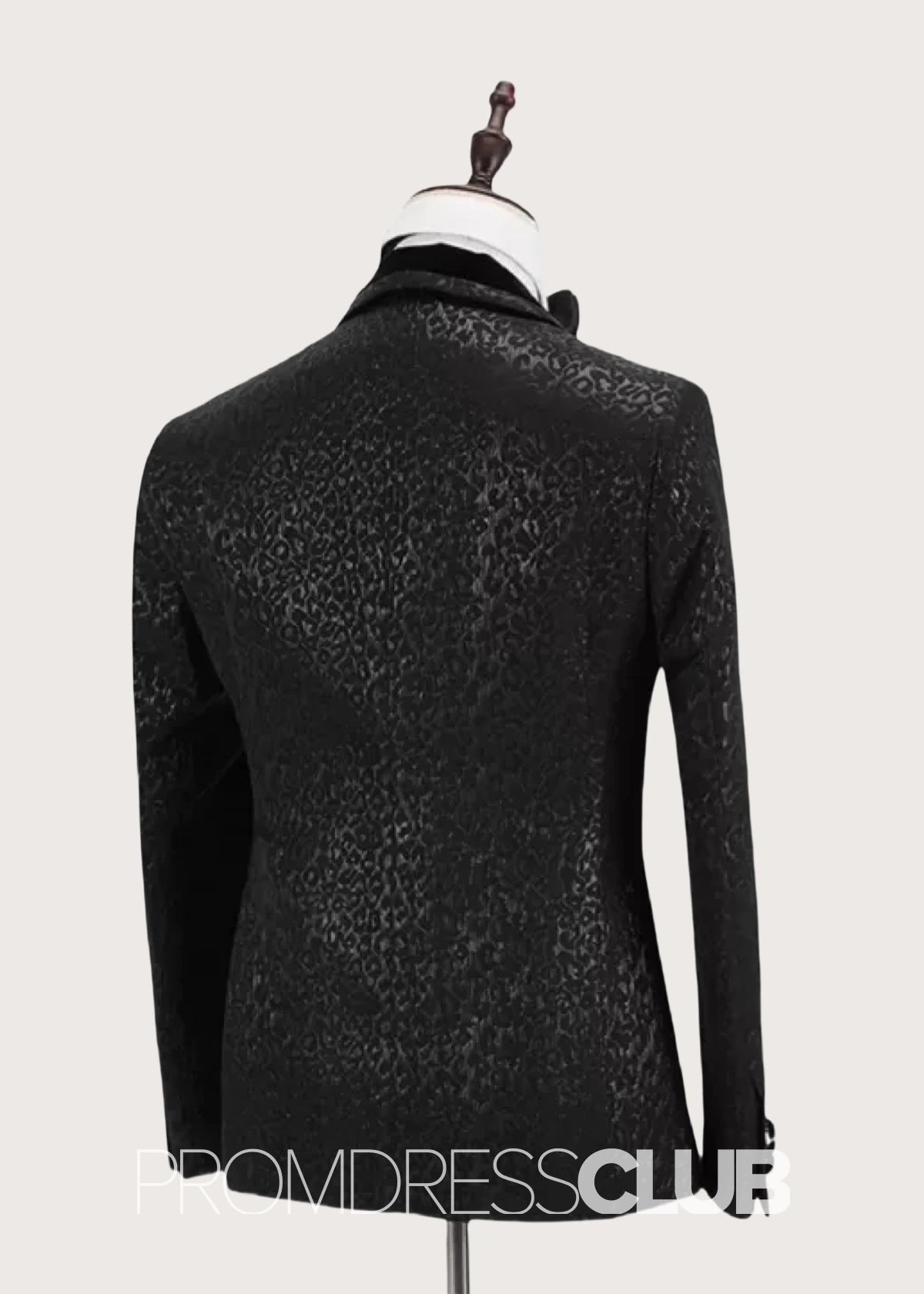 Brook |Black Prom Suits For Men With Velvet Lapel Double Breasted Belt Leopard Black Jacquard - Price #price_variant_lowest# - 34 - PromDressClub