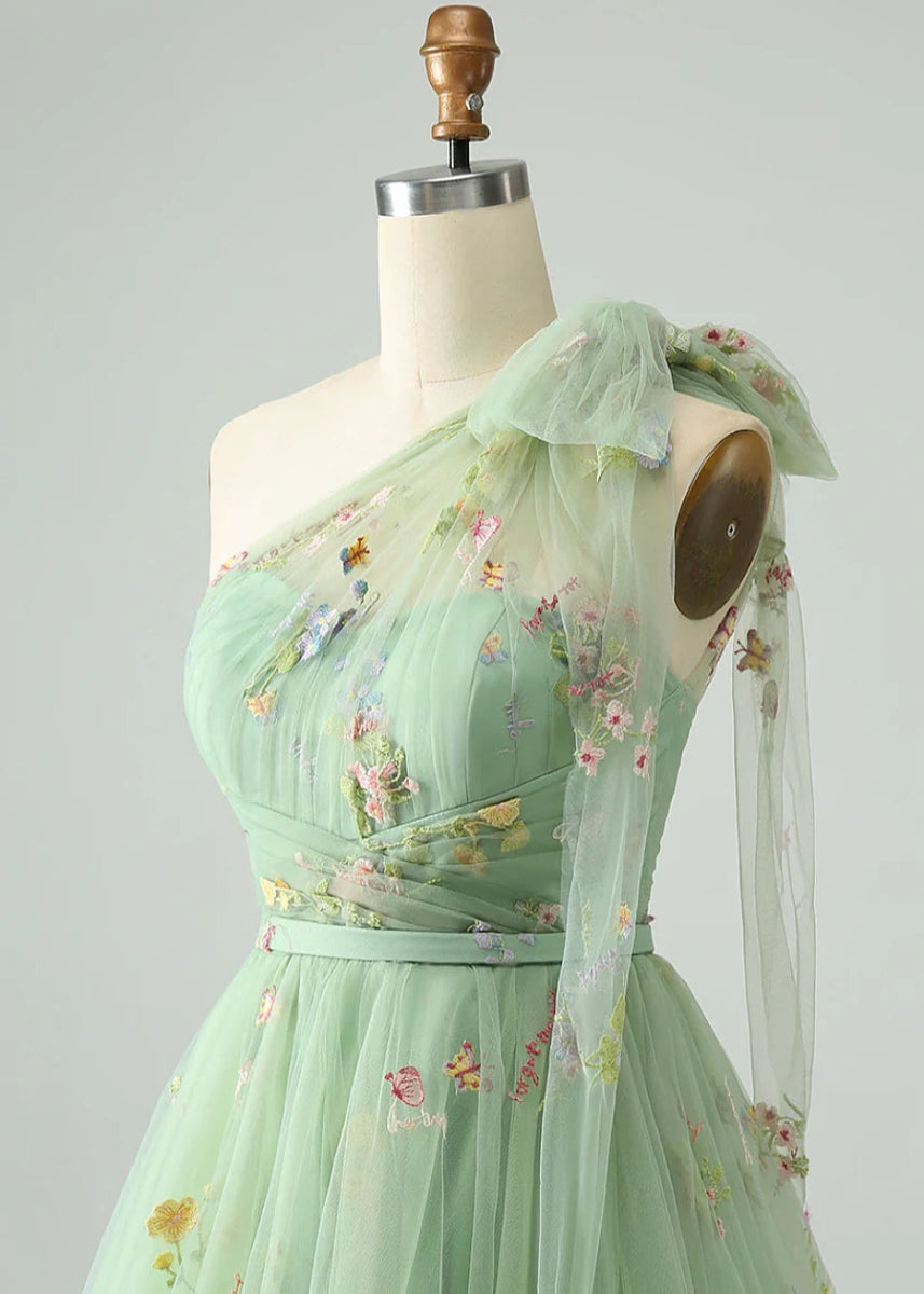 Byzantia | Discover Your Dream Blue Floral Homecoming Dress for Unforgettable Moments - Sage - PromDressClub