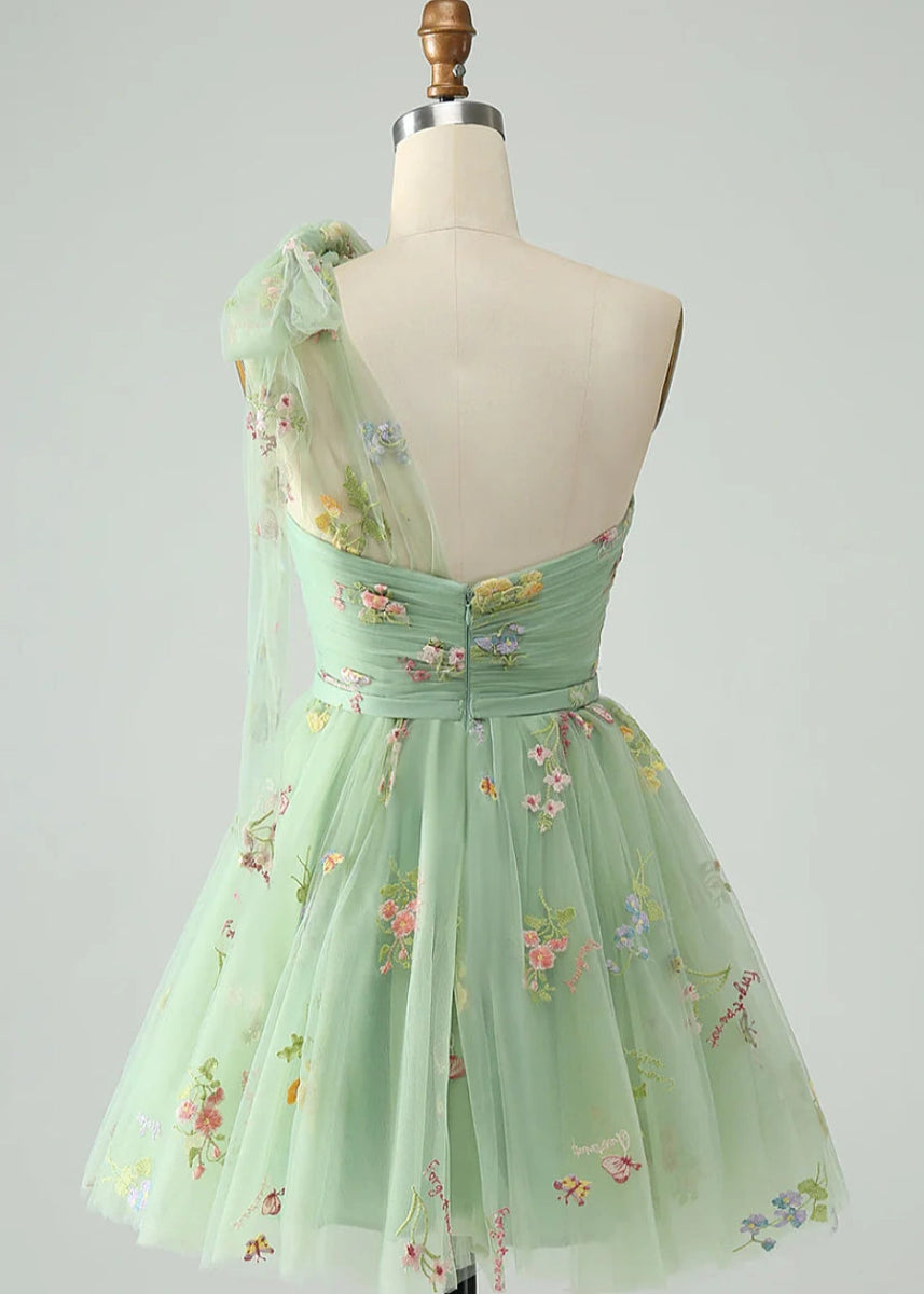 Byzantia | Discover Your Dream Blue Floral Homecoming Dress for Unforgettable Moments - Sage - PromDressClub