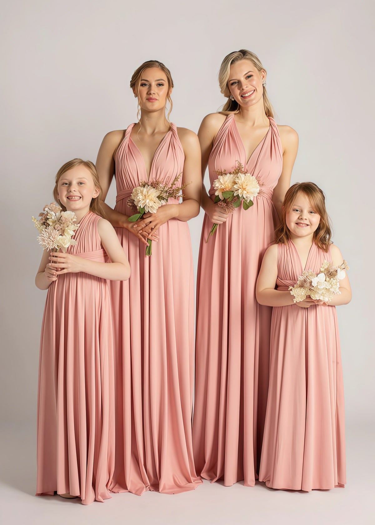Celeste | Maurine Blush Convertible Chiffon Maxi Bridesmaid Dress with Multiway Infinity - Price #price_variant_lowest# - Blush - PromDressClub