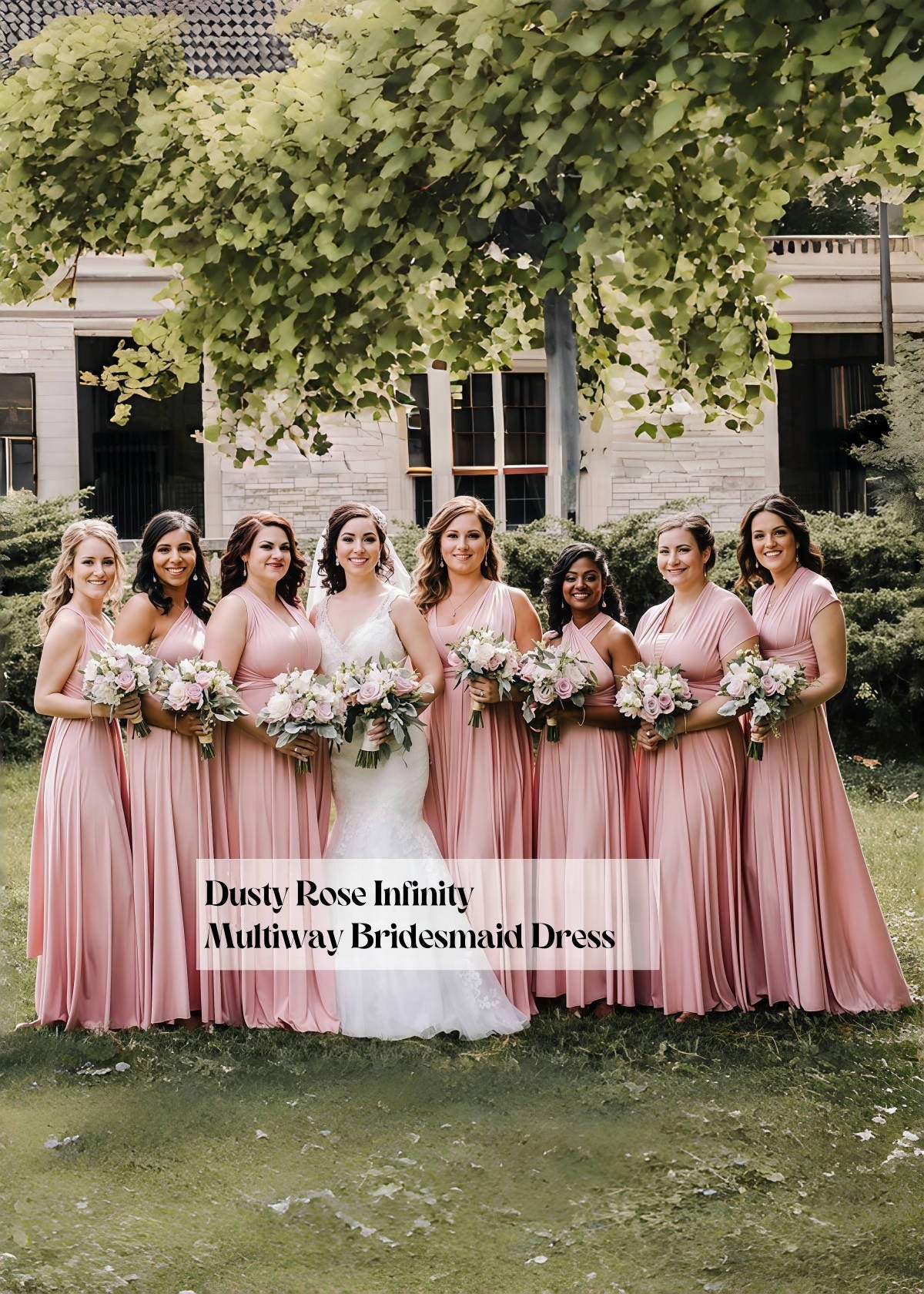 Celeste | Maurine Blush Convertible Chiffon Maxi Bridesmaid Dress with Multiway Infinity - Price #price_variant_lowest# - Blush - PromDressClub