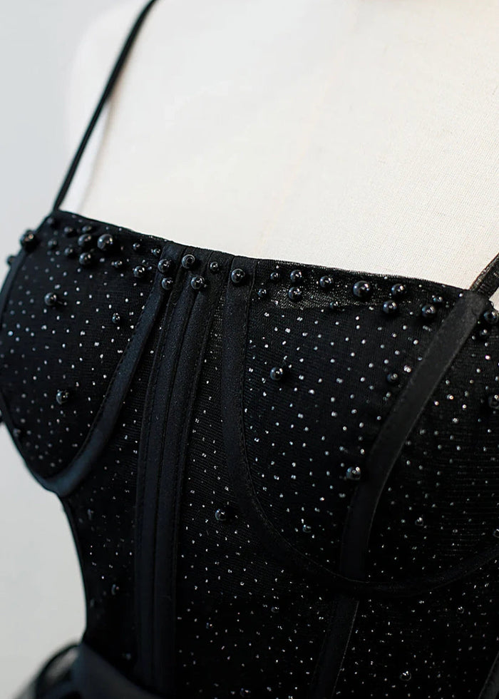 Celosia | Shine in a Black Corset Homecoming Dress: Beaded Glamour, Perfect Fit - Black - PromDressClub