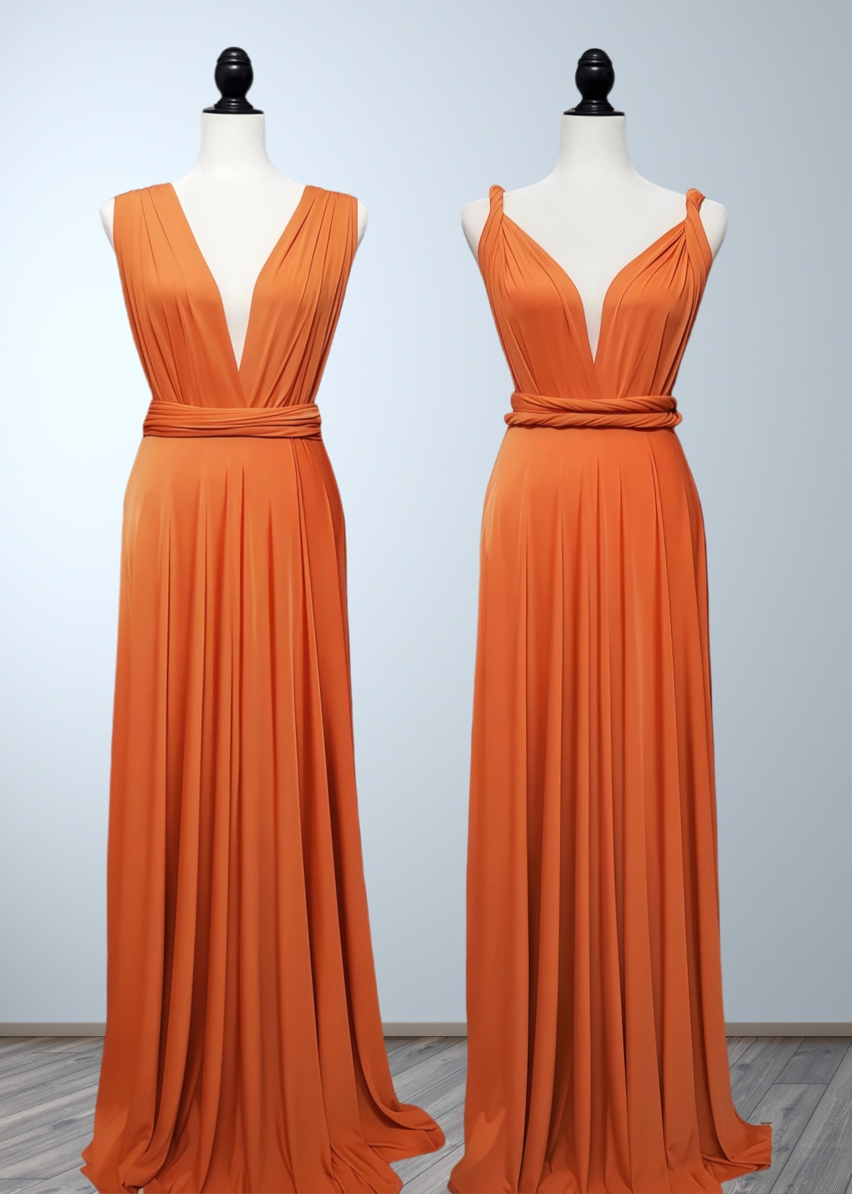 Cherry | Seriously Sensational Plus Size Infinity Rust Chiffon Maxi Bridesmaid Dress with Multiway Convertible - Price #price_variant_lowest# - Rust - PromDressClub