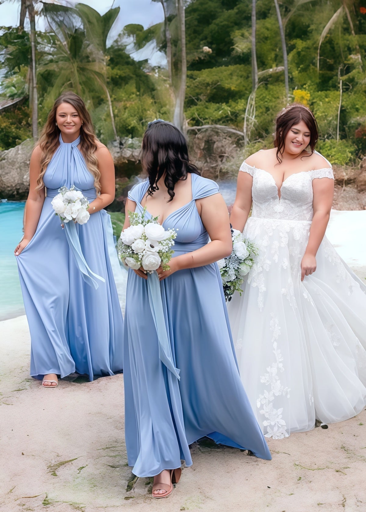 Chloe | Eternal Happiness Plus Size Convertible Chocolate Chiffon Bridesmaid Dress with Multiway Infinity - Price #price_variant_lowest# - Light Blue - PromDressClub