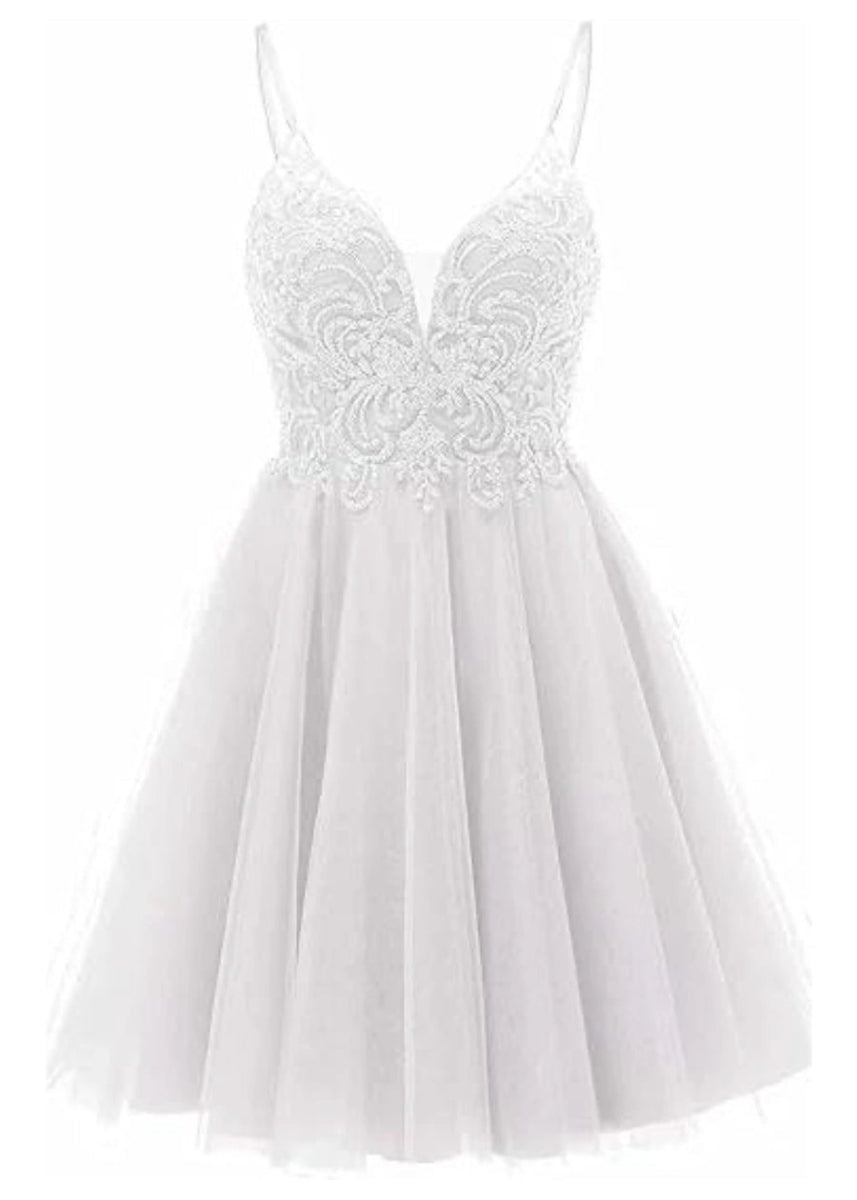 Clarentine | Discover the Perfect Dusty Blue Homecoming Dress for Your Big Night - White - PromDressClub