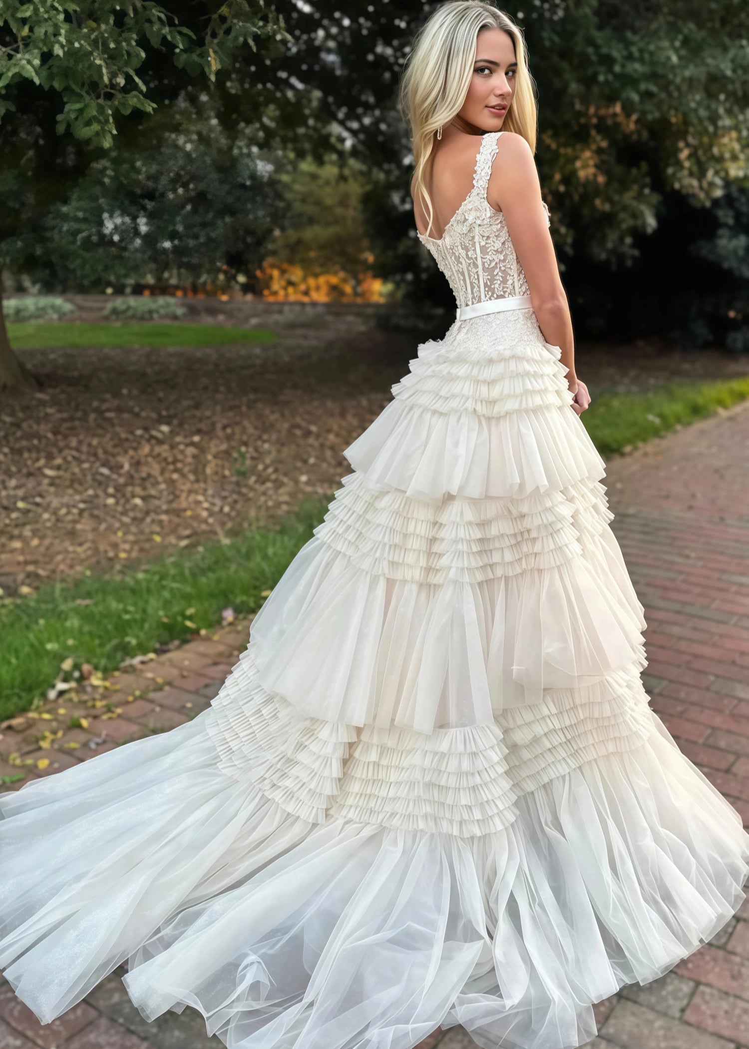 Cornelia | Long Light Pink Prom Dress Tulle With Princess A Line Off the Shoulder Ruffles - Ivory - PromDressClub