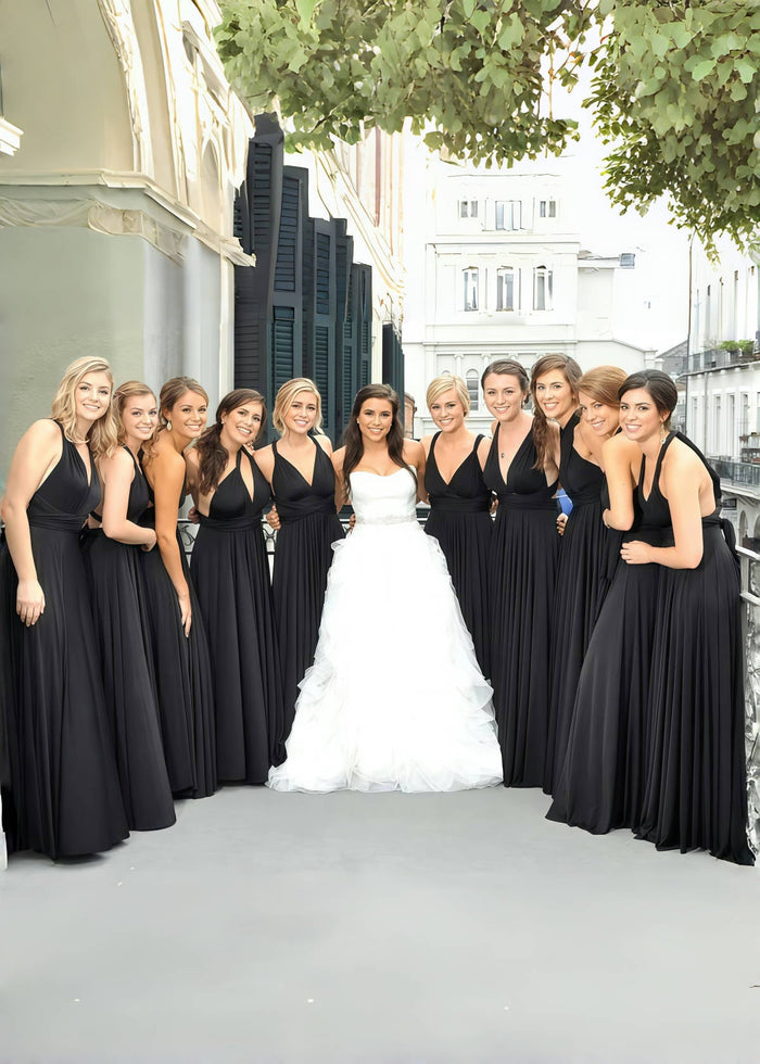 Cynthia | Most Beautiful Day Convertible Black Chiffon Maxi Bridesmaid Dress with ultiway Infinity - Price #price_variant_lowest# - Black - PromDressClub