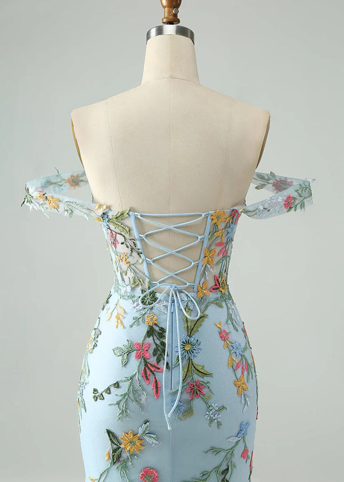 Dagnija | Transform Your Homecoming Look with This Stunning Blue Dress - Light Blue Floral - PromDressClub