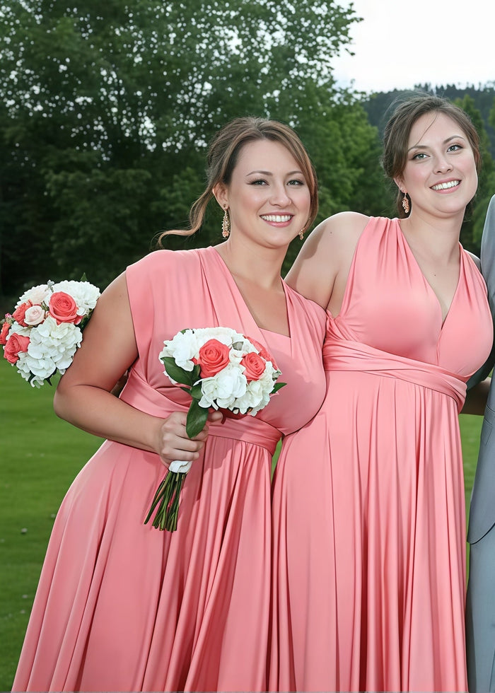 Dana | Epitome of Allure Infinity Peach Coral Chiffon Maxi Birdesmaid Dress wirth Multiway Convertible - Price #price_variant_lowest# - Peach - PromDressClub