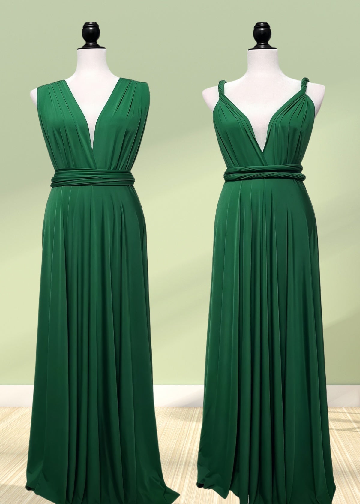 Deirdre | Epitome of Allure Infinity Emerald Green Chiffon Maxi Bridesmaid Dress with Multiway Convertibl - Price #price_variant_lowest# - Emerald Green - PromDressClub