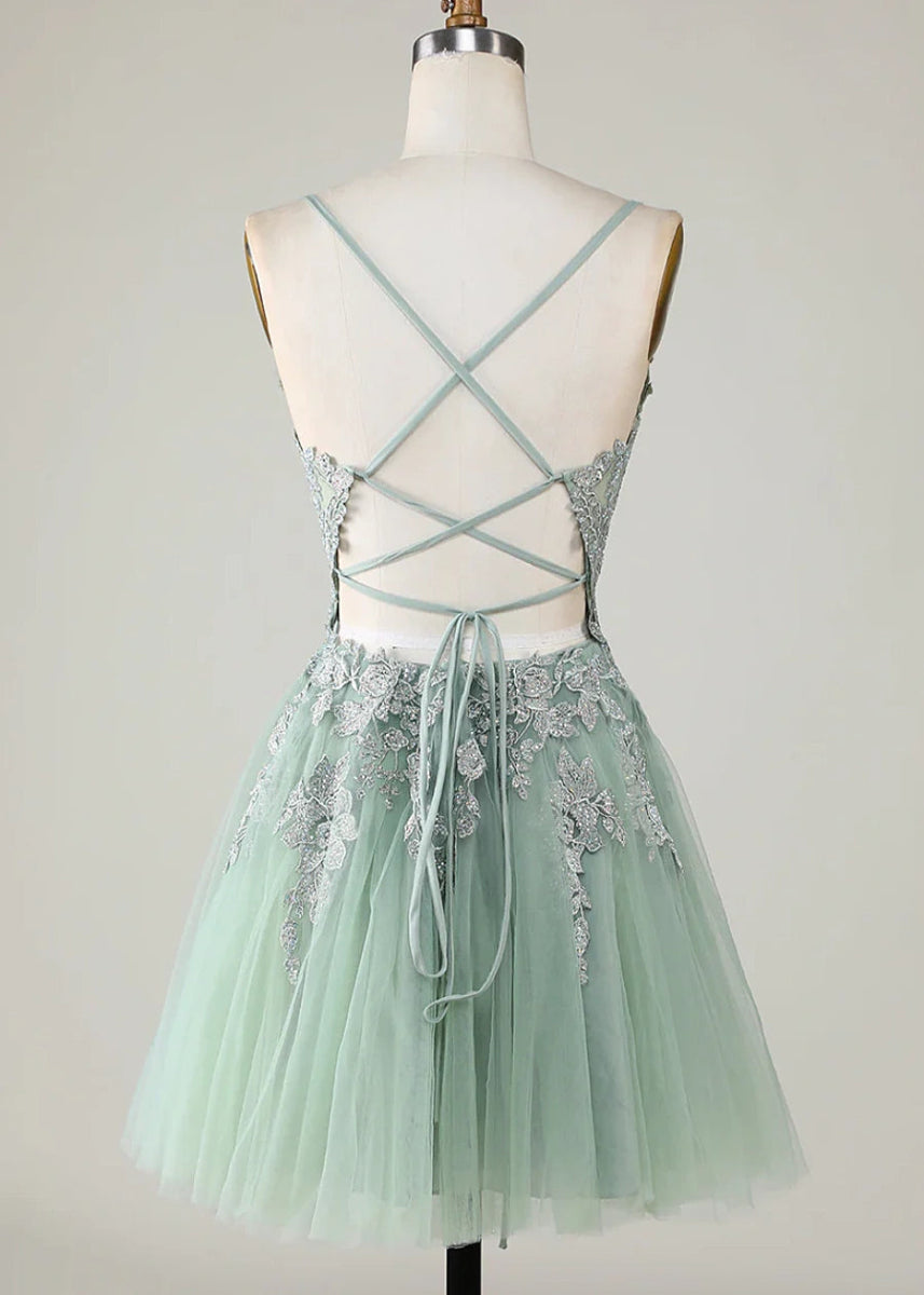 Deledda | Discover Your Dream Rose Gold Homecoming Dress - Sparkle in Style! - Sage - PromDressClub