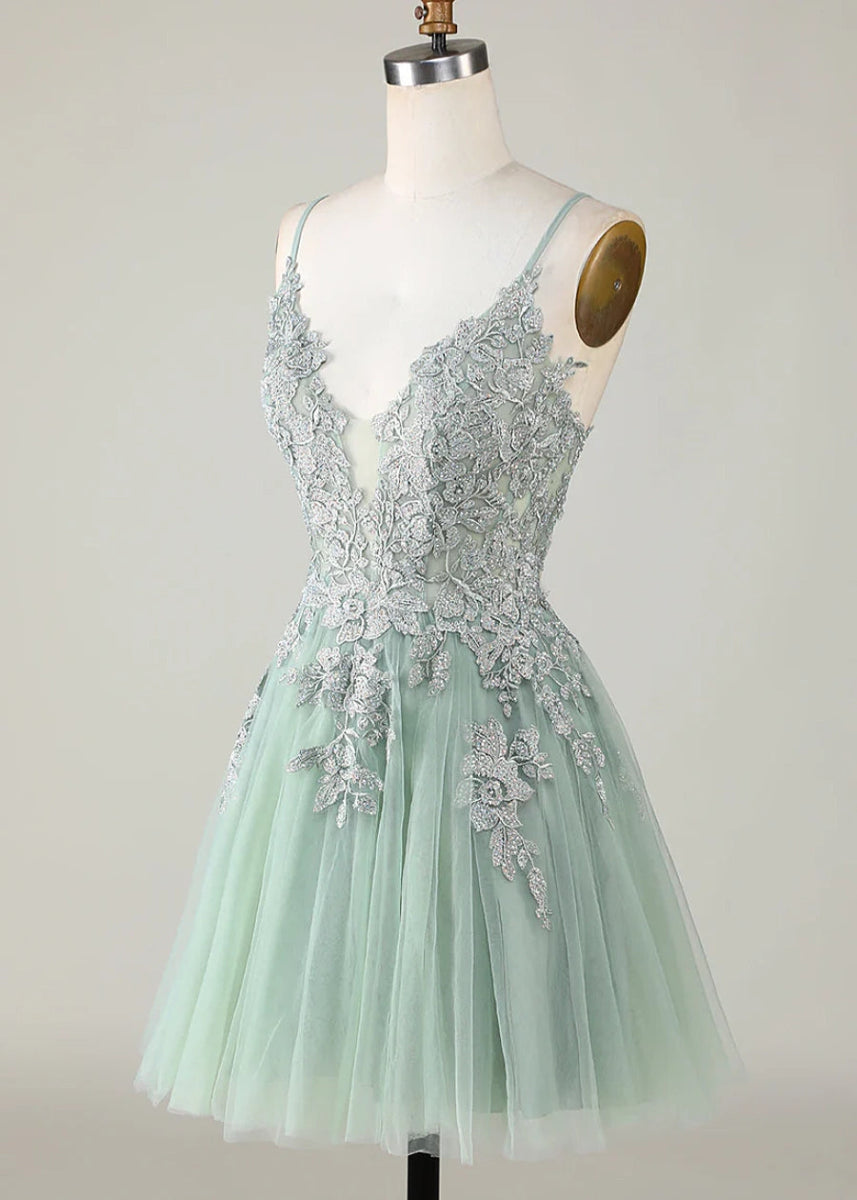 Deledda | Discover Your Dream Rose Gold Homecoming Dress - Sparkle in Style! - Sage - PromDressClub