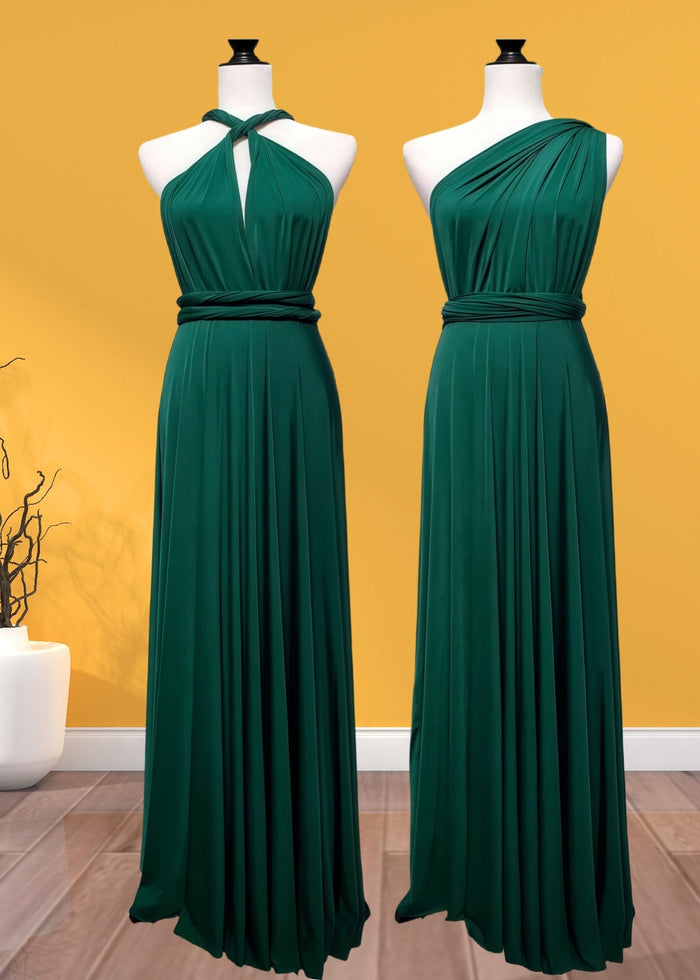 Delia | Sweetest Beloved Infinity Emerald Green Chiffon Maxi Bridesmaid Dress with Multiway Convertible - Price #price_variant_lowest# - Emerald Green - PromDressClub