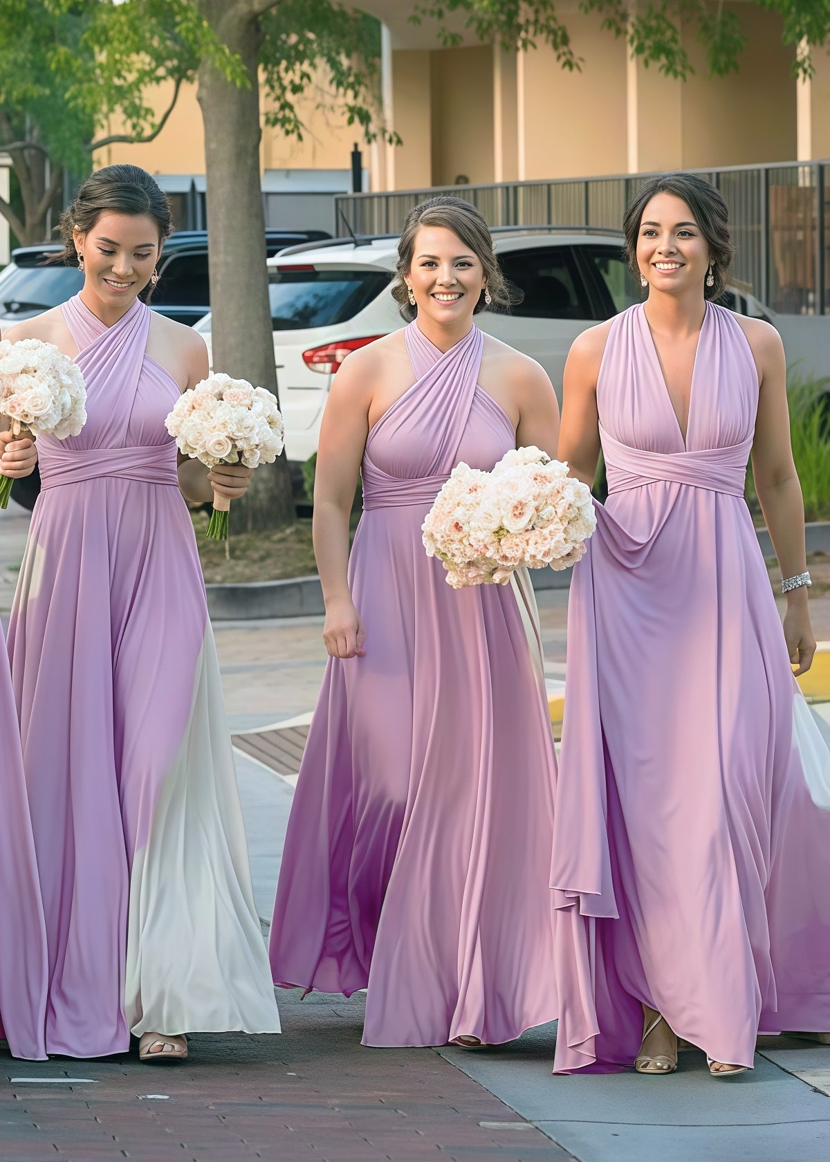 Denise | Epitome of Allure Infinity Lavender Chiffon Maxi Bridesmaid Dress with Multiway Convertible - Price #price_variant_lowest# - Lavender - PromDressClub