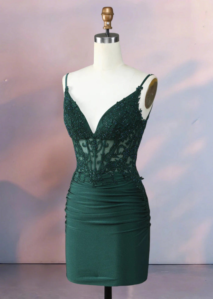 Diamanda | Slay Night in a Showstopping Emerald Green Homecoming Dress - Emerald Green - PromDressClub