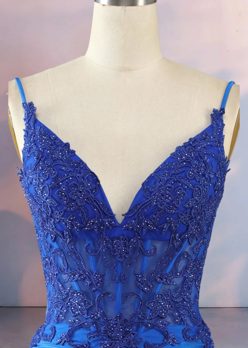 Diamanda | Slay Night in a Showstopping Emerald Green Homecoming Dress - Royal Blue - PromDressClub