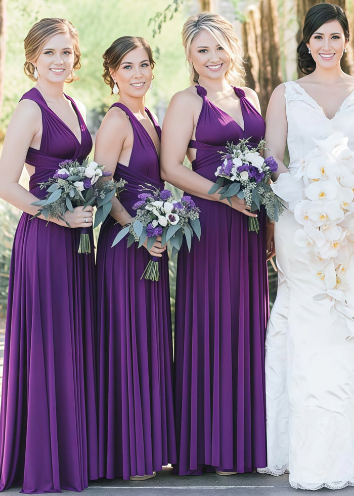 Dominic | Truly a Beauty Infinity Purple Chiffon Maxi Bridesmaid Dress with Multiway Convertible - Price #price_variant_lowest# - Purple - PromDressClub