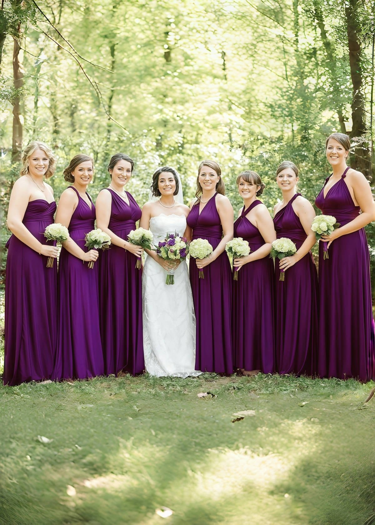 Donna | Lavish Looks Infinity Dark Purple Chiffon Maxi Bridesmaid Dress with Multiway Convertible - Price #price_variant_lowest# - Dark Purple - PromDressClub