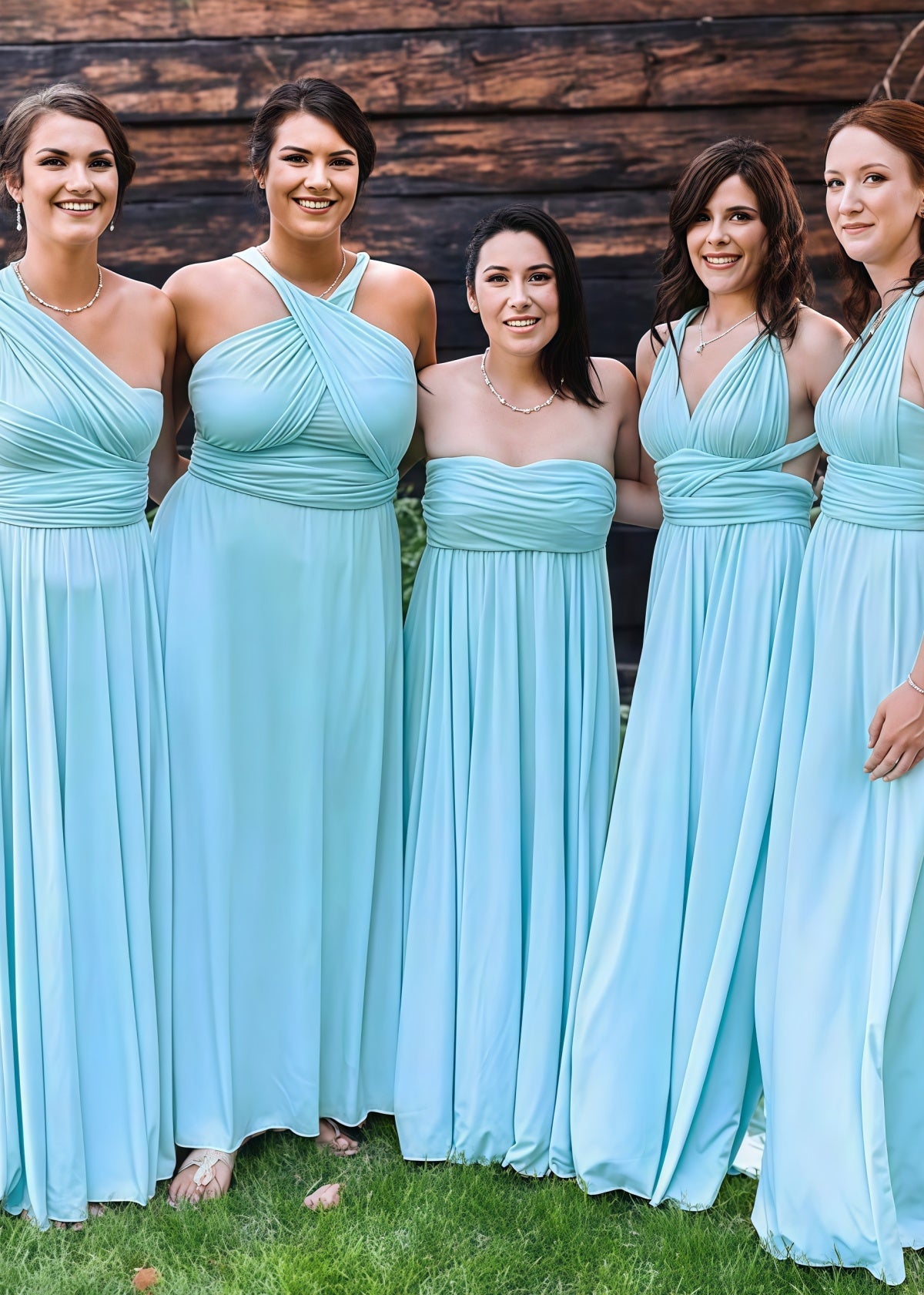 Dora | Loving Fate Infinity Aqua Chiffon Maxi Bridesmaid Dress with Multiway Convertible - Price #price_variant_lowest# - Aqua - PromDressClub