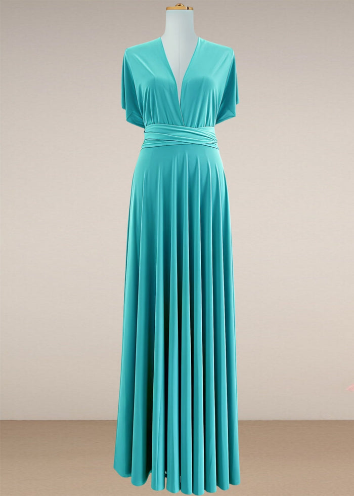 Dora | Loving Fate Infinity Aqua Chiffon Maxi Bridesmaid Dress with Multiway Convertible - Price #price_variant_lowest# - Aqua - PromDressClub