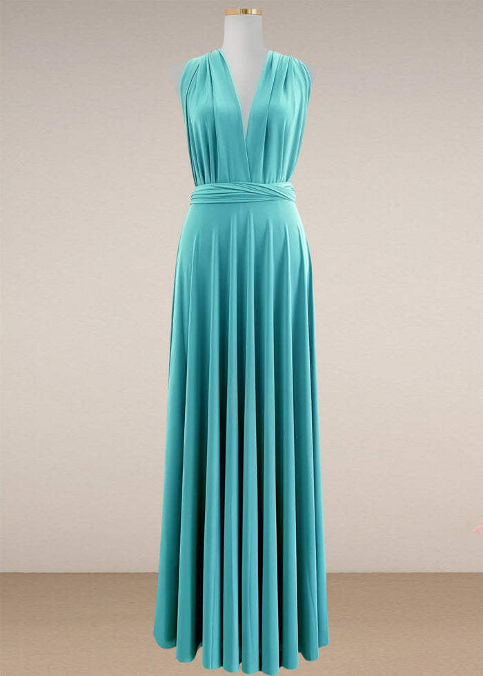 Dora | Loving Fate Infinity Aqua Chiffon Maxi Bridesmaid Dress with Multiway Convertible - Price #price_variant_lowest# - Aqua - PromDressClub