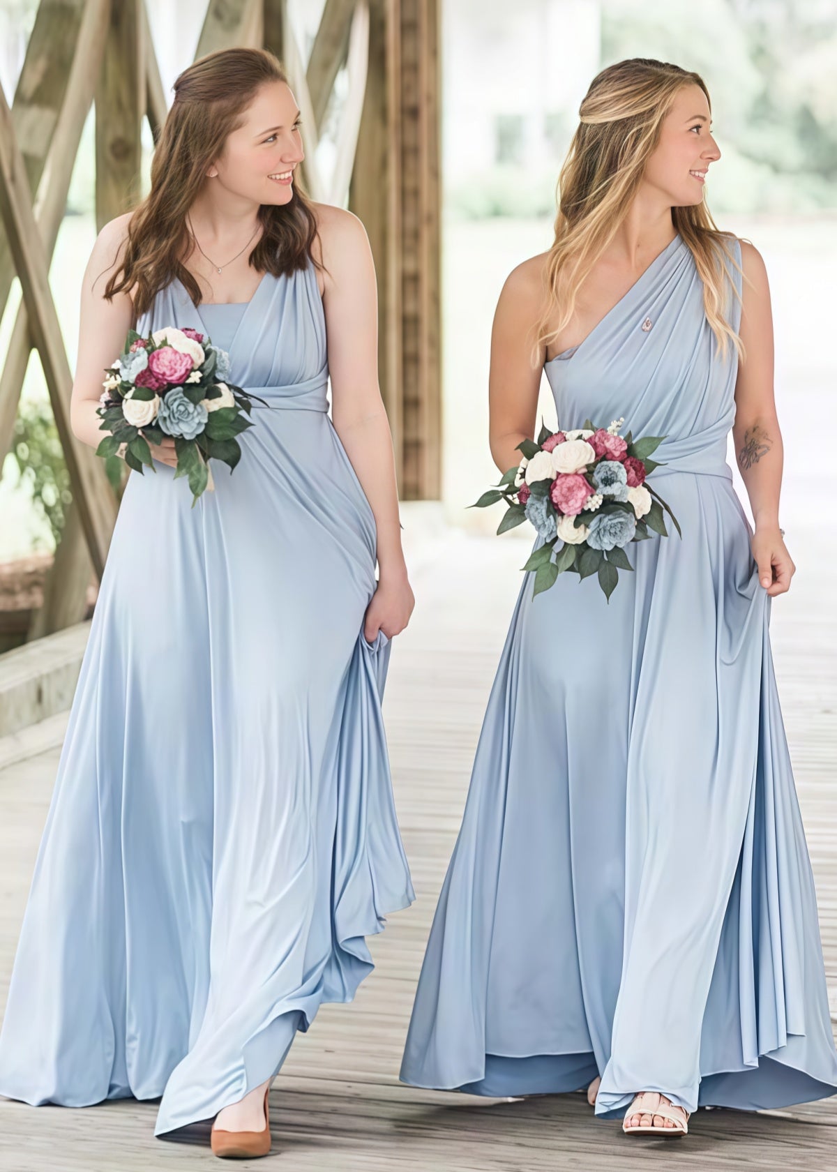 Doreen | Romance Dreamer Convertibl Dusty Blue Chiffon Maxi Bridesmaid Dress with Multiway Infinity - Price #price_variant_lowest# - Dusty Blue - PromDressClub