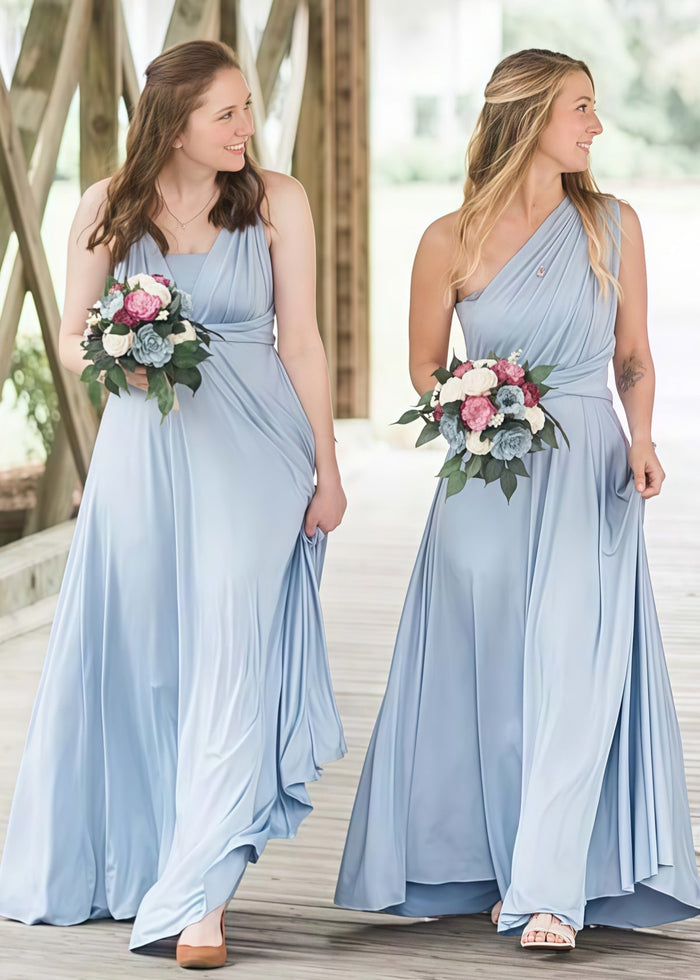 Doreen | Romance Dreamer Convertibl Dusty Blue Chiffon Maxi Bridesmaid Dress with Multiway Infinity - Price #price_variant_lowest# - Dusty Blue - PromDressClub