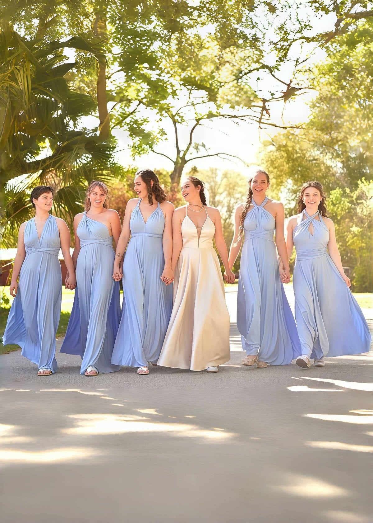 Doreen | Romance Dreamer Convertibl Dusty Blue Chiffon Maxi Bridesmaid Dress with Multiway Infinity - Price #price_variant_lowest# - Dusty Blue - PromDressClub