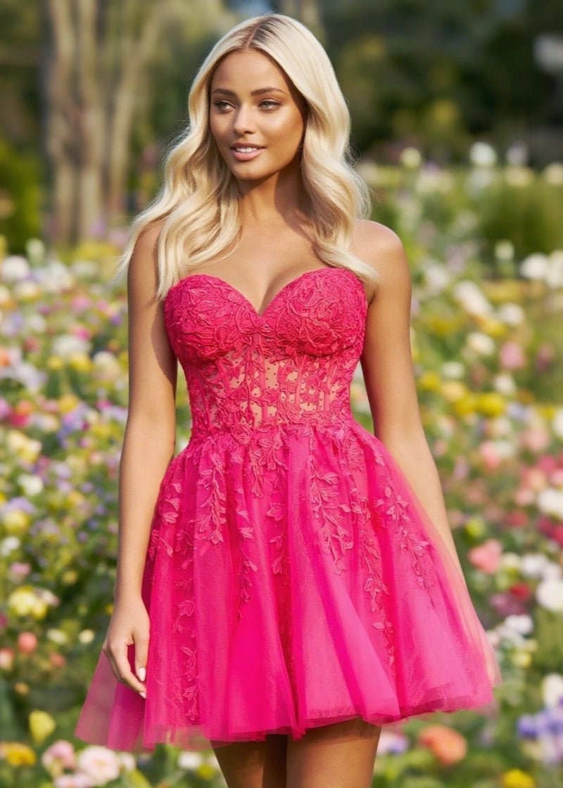 Dramatic Allure Corset Sexy Red Homecoming Dress Great Nights - Hot Pink - PromDressClub