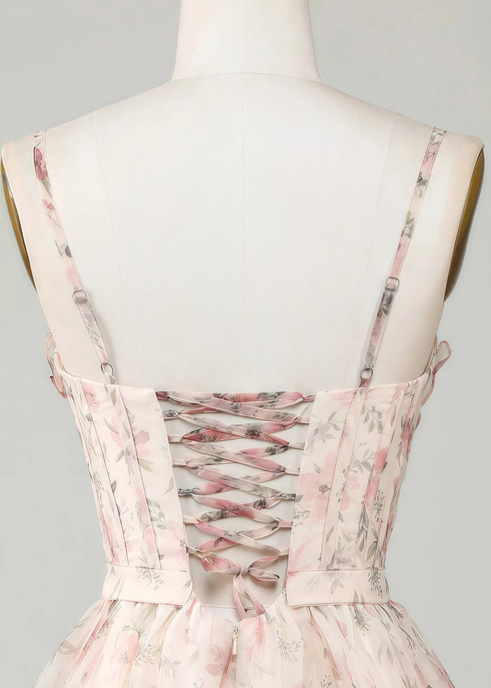 Eglantine | Discover Your Dream Floral Homecoming Dress: Effortless Elegance & Unmatched Comfort - Champagne Floral - PromDressClub