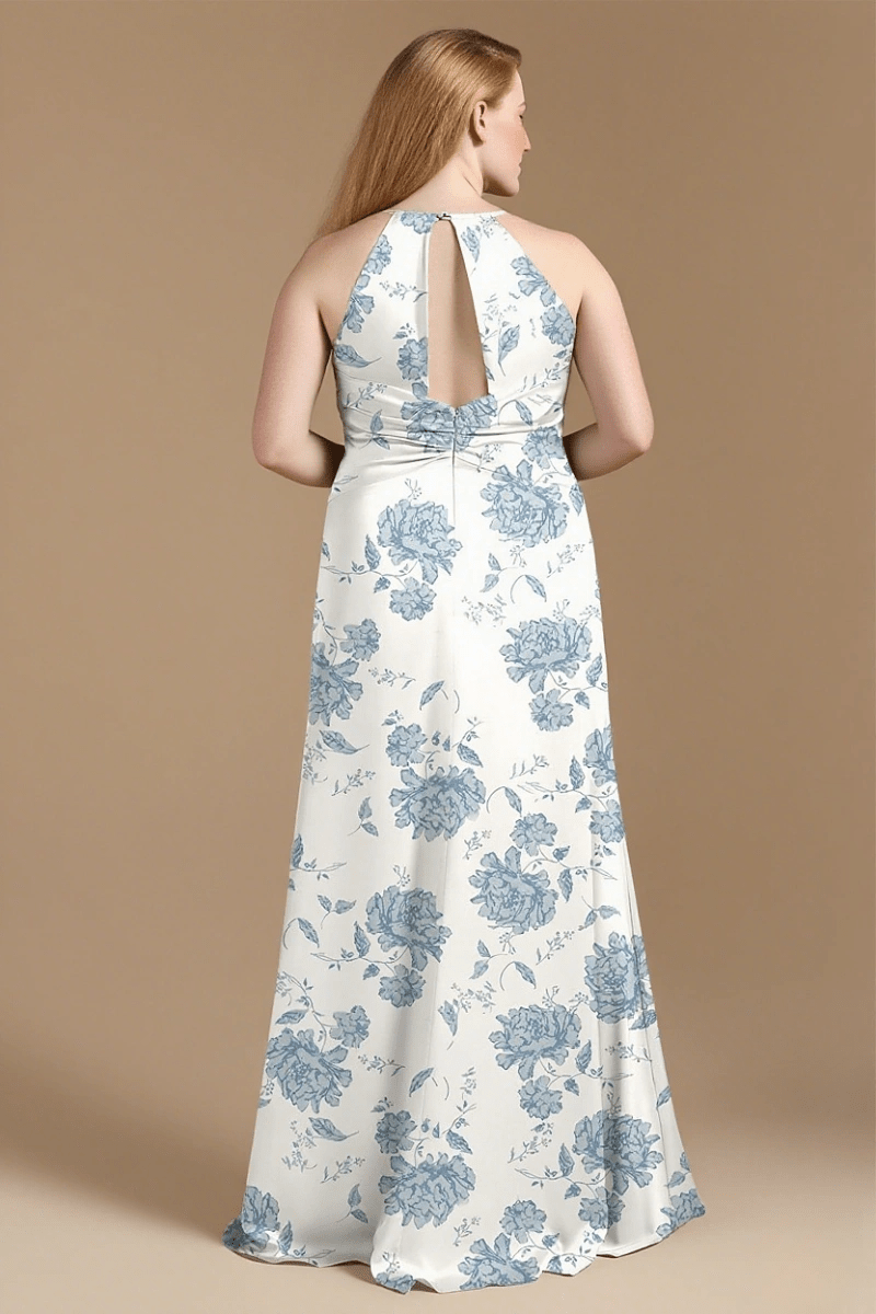 Elegant Blue Floral Bridesmaid Dresses for Any Wedding Scene—Timeless Style & Comfort - Blue Floral - PromDressClub