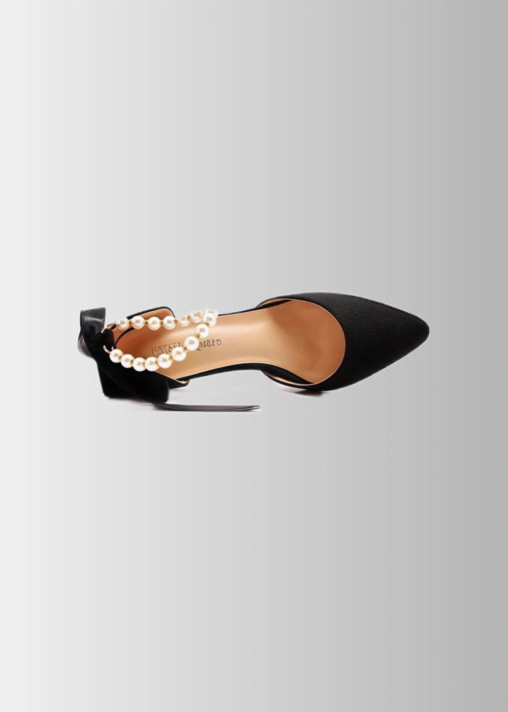 Elegant Satin Heels - Dark Green and White Pointed Toe Pearl Strap Heels for Every Occasion - Black - PromDressClub