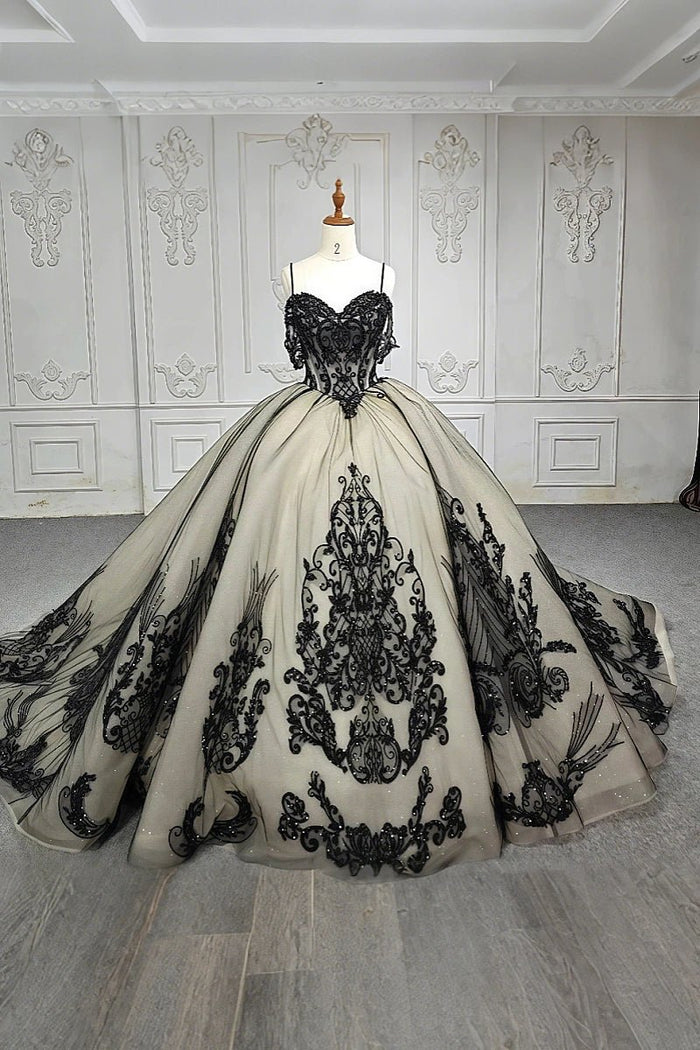 Emilia | Elegant Black Lace Beaded Quinceanera Dresses for Stunning Appearance - Black - PromDressClub
