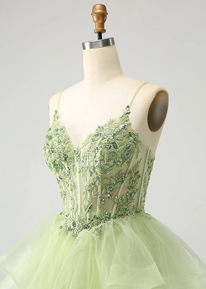 Eosphoros | Shine on Homecoming Night in a Stunning Light Green Dress - Light Green - PromDressClub