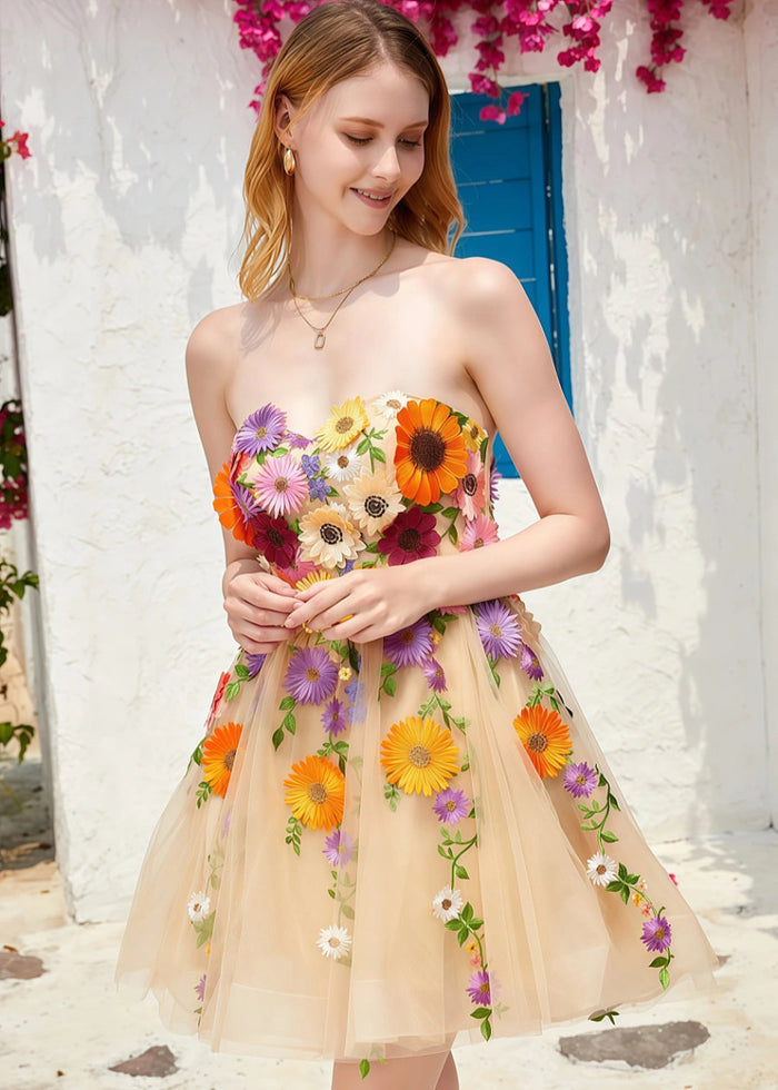 Eranthe | Discover the Ultimate Champagne Homecoming Dress: Sparkling Elegance for Your Big Moment! - Emerald Green Floral - PromDressClub