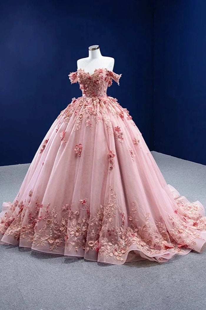 Faith | Stunning Light Pink Corset 3D Flower Quinceanera Dresses for Memorable Events - Light Pink - PromDressClub