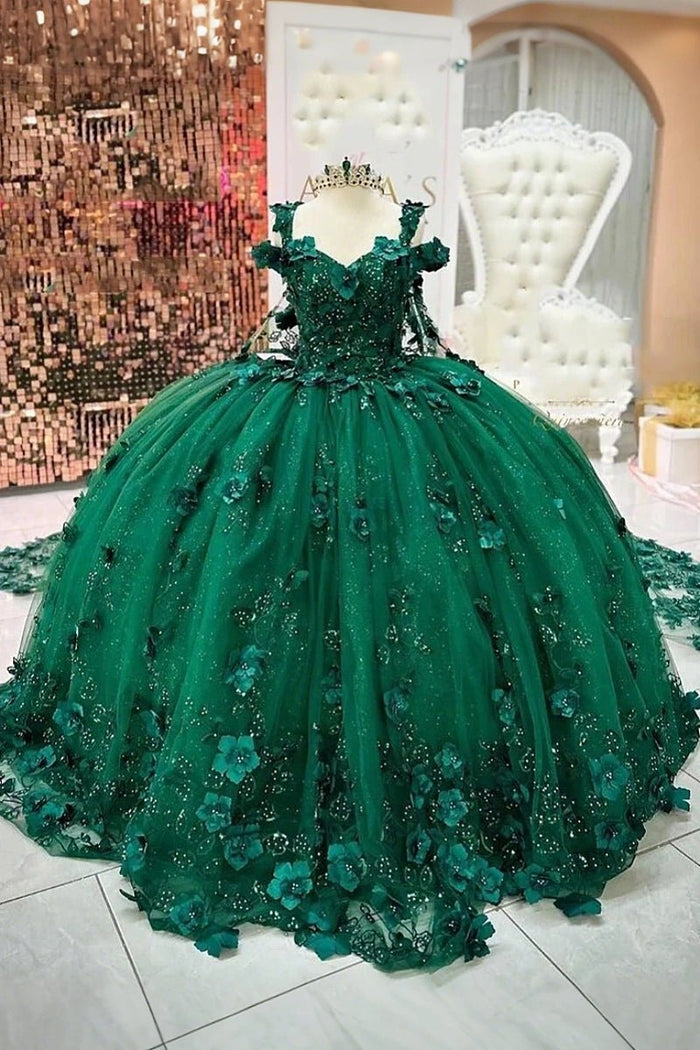 Faye | Exquisite Dark Green Quinceanera Dress: Stunning Sweet 16 Dress to Impress - Dark Green - PromDressClub