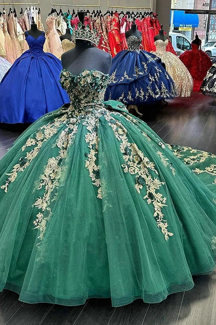 Felicity | Exquisite Emerald Green and Gold Quinceanera Dresses - 15 Sweet Dresses! - Emerald Green - PromDressClub