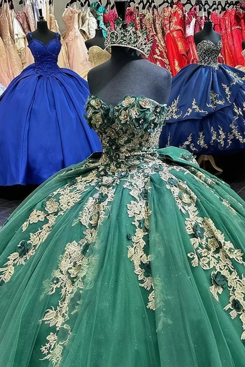Felicity | Exquisite Emerald Green and Gold Quinceanera Dresses - 15 Sweet Dresses! - Emerald Green - PromDressClub