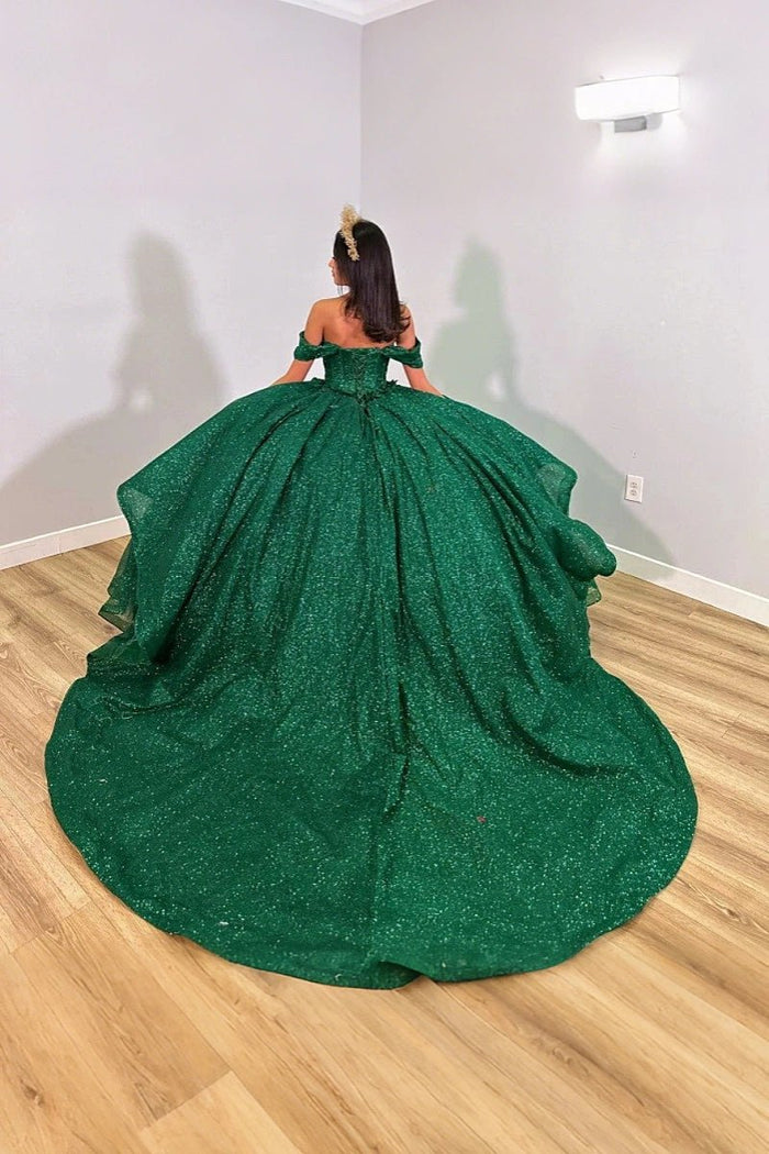 Florence | Stunning Emerald Green Flower Quinceanera Dresses for Sweet 16 - Emerald Green - PromDressClub